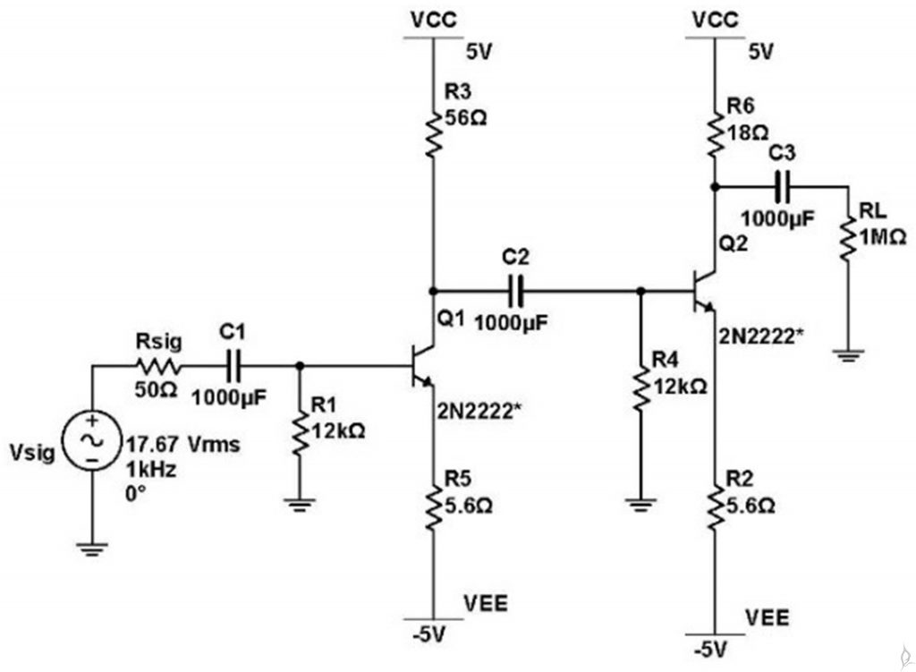 Implementation of Two-Stage Amplifier using 2N2222 BJT - bagus.my.id